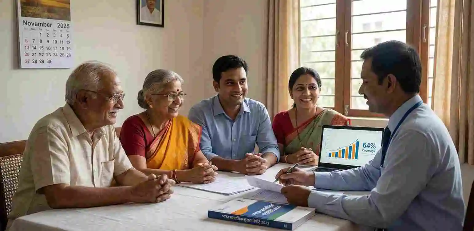 India Social Security 2025: 64% Coverage